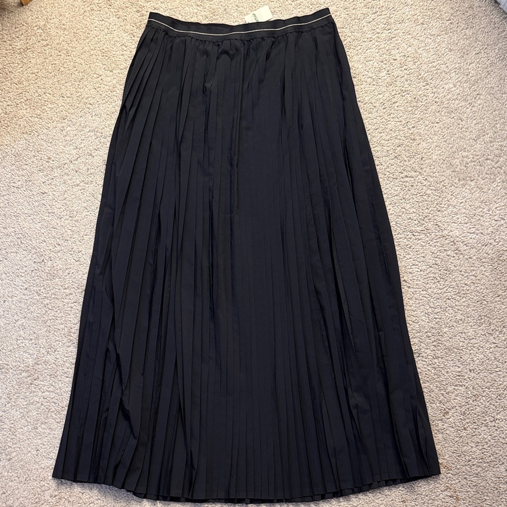NWT Aerie Black Midi Pleated Skirt